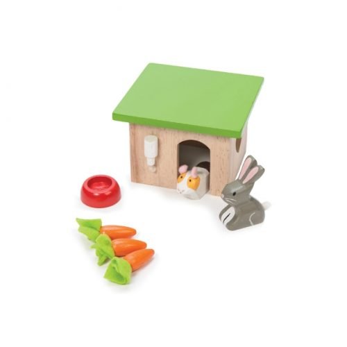 poppenhuis huisdieren set konijn en cavia met hokje