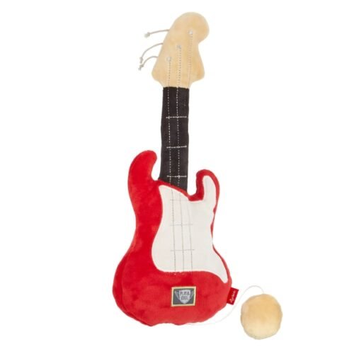 42636 stoffen rode gitaar met ratel voorzijde